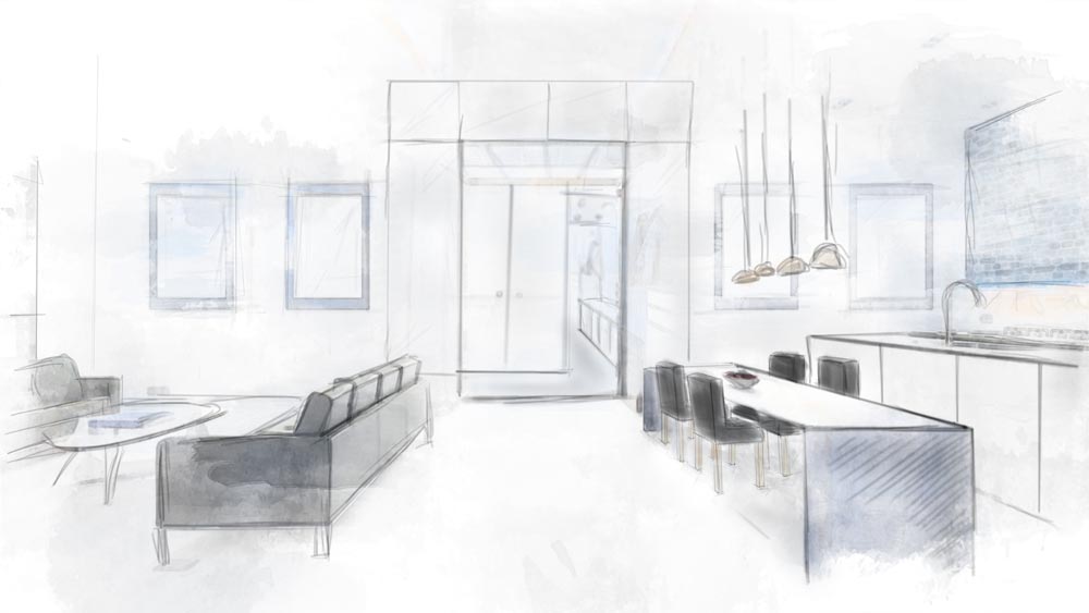 Vier Konzept 'Wohnzimmer'